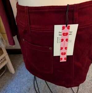 NWT Cider Deep Red Corduroy Mini Skort Sz Lg Shorts 1.5" Inseam Midrise